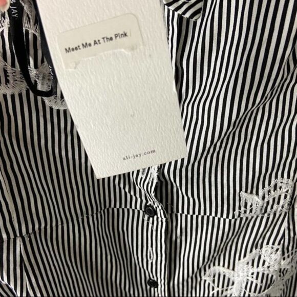Ali +Jay full Button black white stripe Midi Dress NWT womens XL - Picture 4 of 8